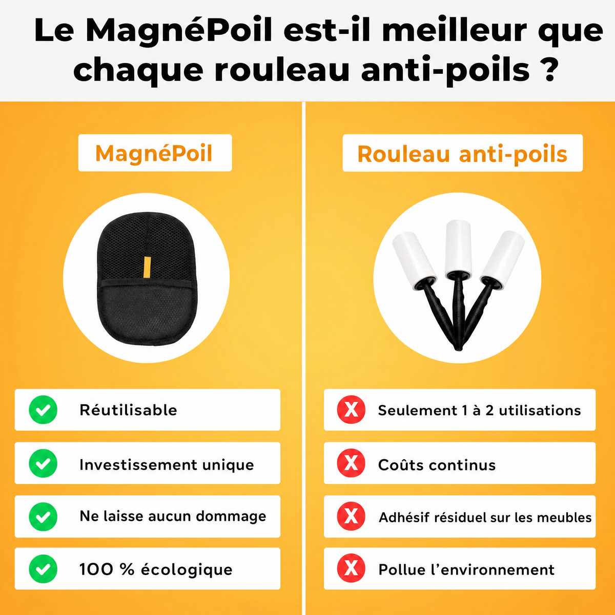 MagnéPoils - Un geste, et les poils disparaissent.