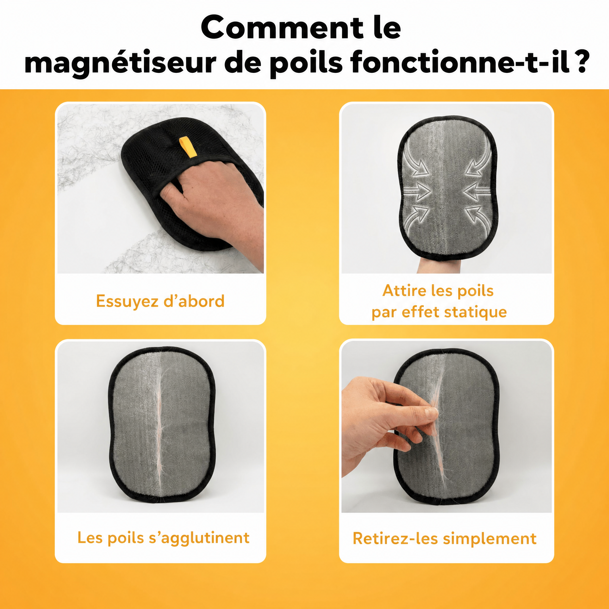 MagnéPoils - Un geste, et les poils disparaissent.